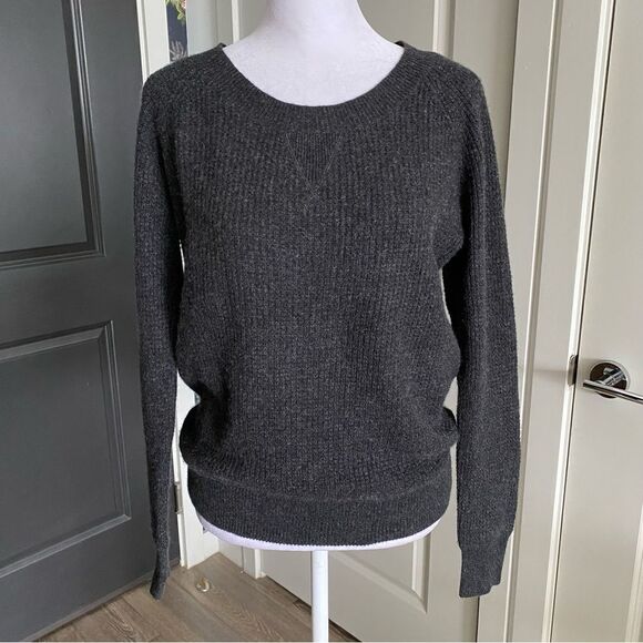 Splendid Charcoal Gray 100% Cashmere Ribbed Knit Sweater Size S - Picture 1 of 7